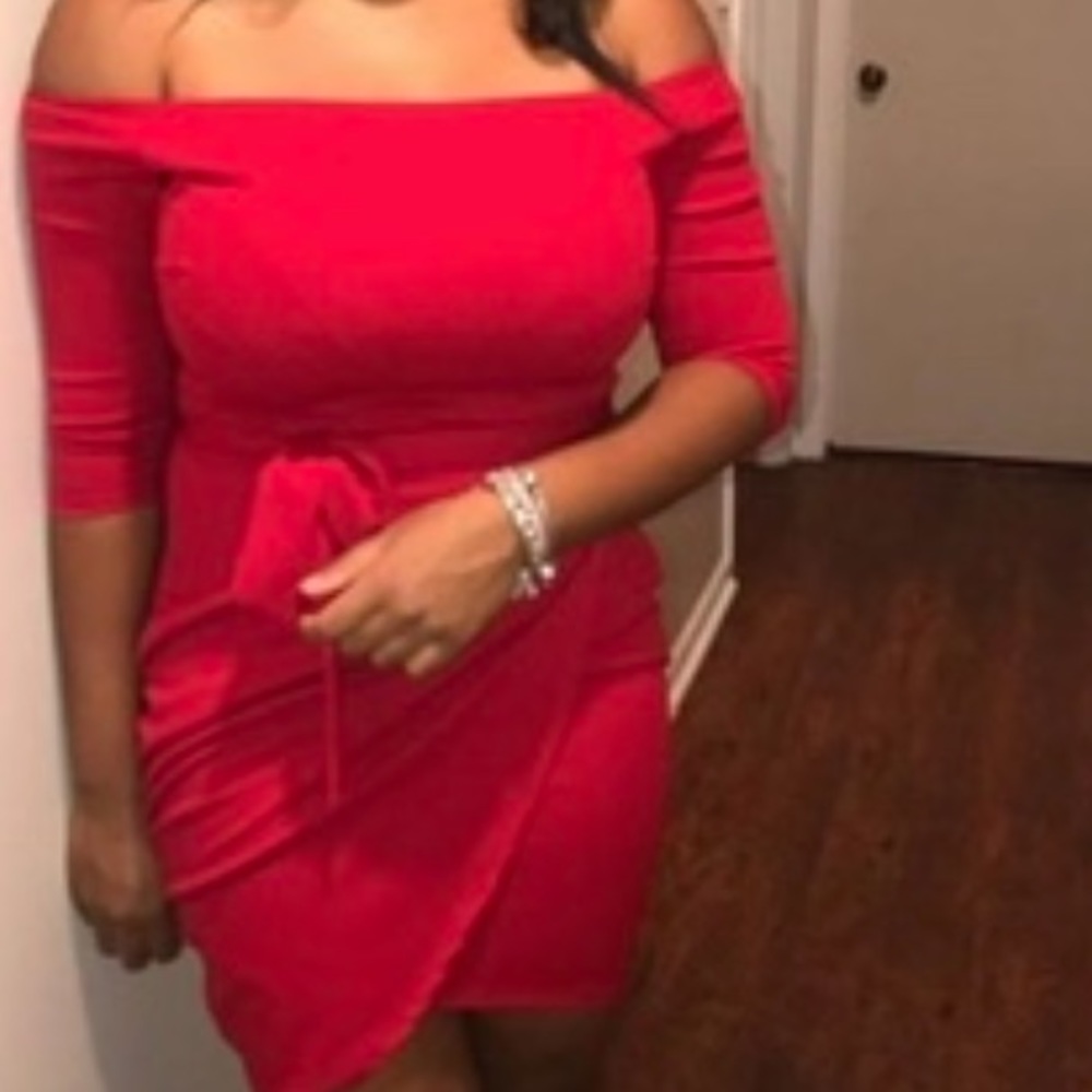 Red Tie around waist dress